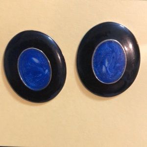 Vintage Blue and Black Earrings